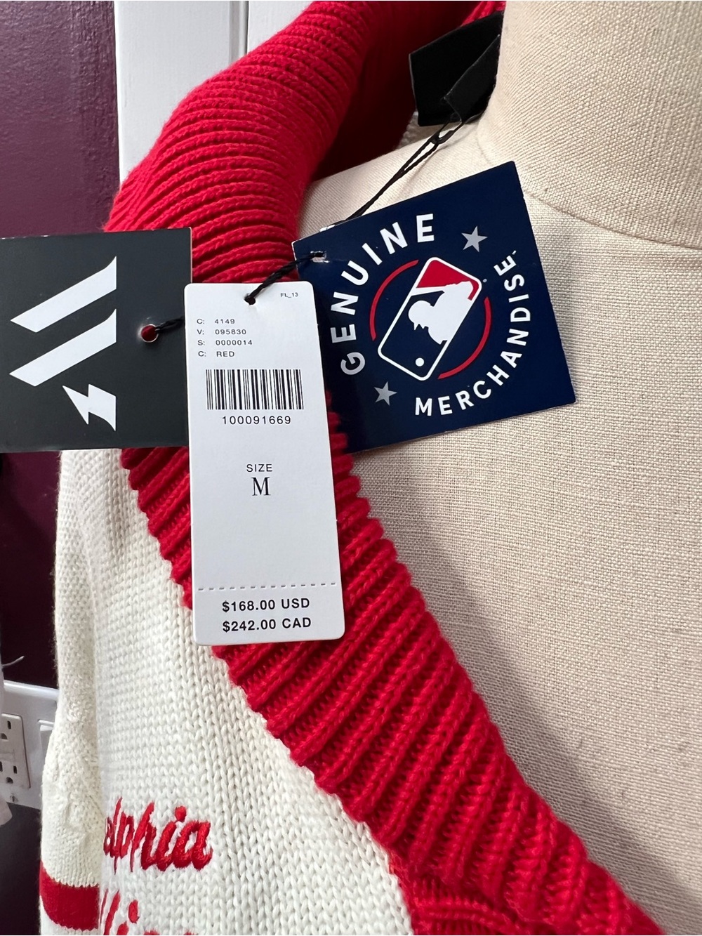 Genuine Merchandise Red & Cream Knit Cardigan - Picture 8 of 9